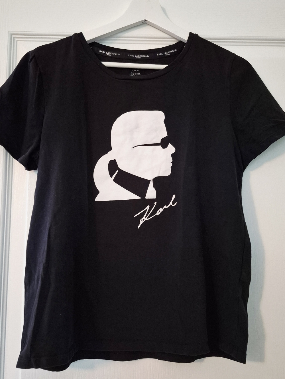 Karl Lagerfeld Black Tee with White Karl Profile Graphic